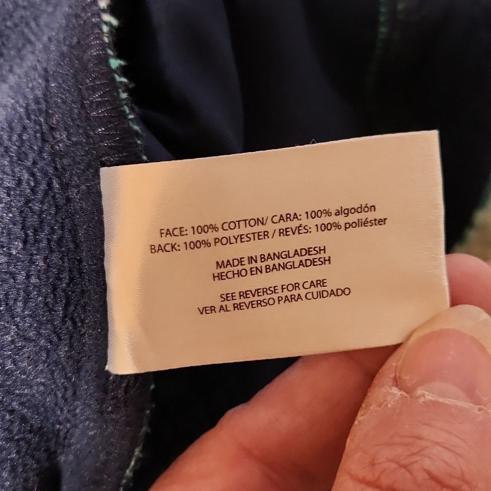 Orvis Green Navy Button-up Fleece Flannel Jacket Women XL Cotton Polyester - Picture 9 of 10
